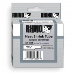 Лента самоклеющаяся Dymo RHINO 18053, 9мм x 1.5м, Чёрное на Белом
