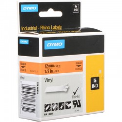 Лента самоклеющаяся Dymo RHINO 18435, 12мм x 5.5м, Чёрное на Оранжевым
