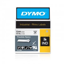 Лента самоклеющаяся Dymo RHINO 18488, 12мм x 3.5м, Чёрное на Белом