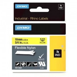 Лента самоклеющаяся Dymo RHINO 18491, 19мм x 3.5м, Чёрное на Жёлтом