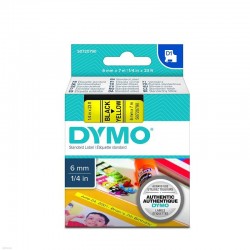 Лента самоклеющаяся Dymo D1 S0720790, 6мм x 7м, Чёрное на Жёлтом
