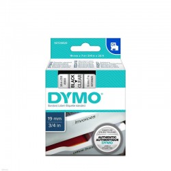 Лента самоклеющаяся Dymo D1 S0720820, 19мм x 7м, Чёрное на Прозрачном