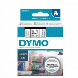 Лента самоклеющаяся Dymo D1 S0720920, 24мм x 7м, Чёрное на Прозрачном