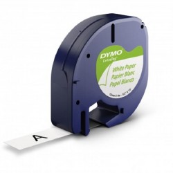 Banda adeziva Dymo LetraTag S0721610, 12mm x 4m, Negru pe Alb