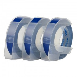 Лента самоклеющаяся Dymo S0847740, 9мм x 3м, Белый на Синем (комплект, 3 шт.)