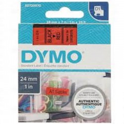 Лента самоклеющаяся Dymo D1 S0720970, 24мм x 7м, Чёрное на Красном